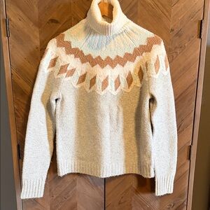 J. Crew Turtleneck Sweater in Cream and Brown